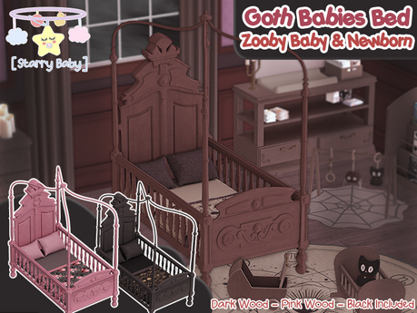 Second Life Marketplace - [Starry Baby] Goth Baby - Baby Bed